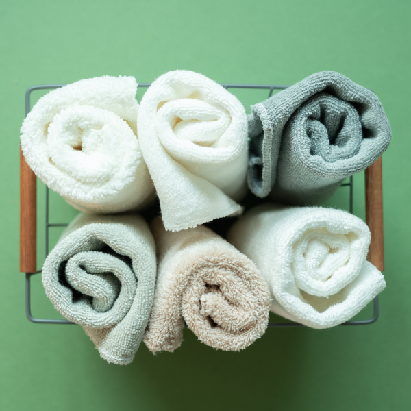 rolled up towels