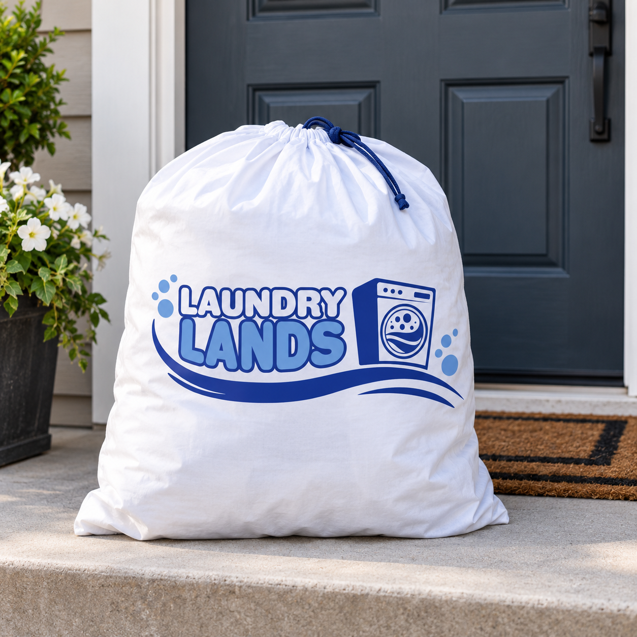 laundry bag on doorstep
